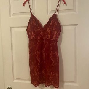 Red lace mini dress